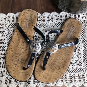 Michael Kors Black and Tan Sandals with Cork Soles